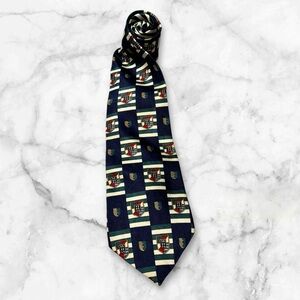 Oscar de la Renta Navy and Green Crested Men's Tie - 60”